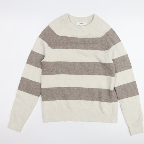 Marks and Spencer Women's Beige XS Striped Jumper