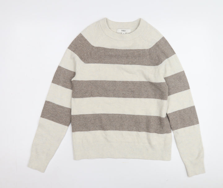 Marks and Spencer Women's Beige XS Striped Jumper