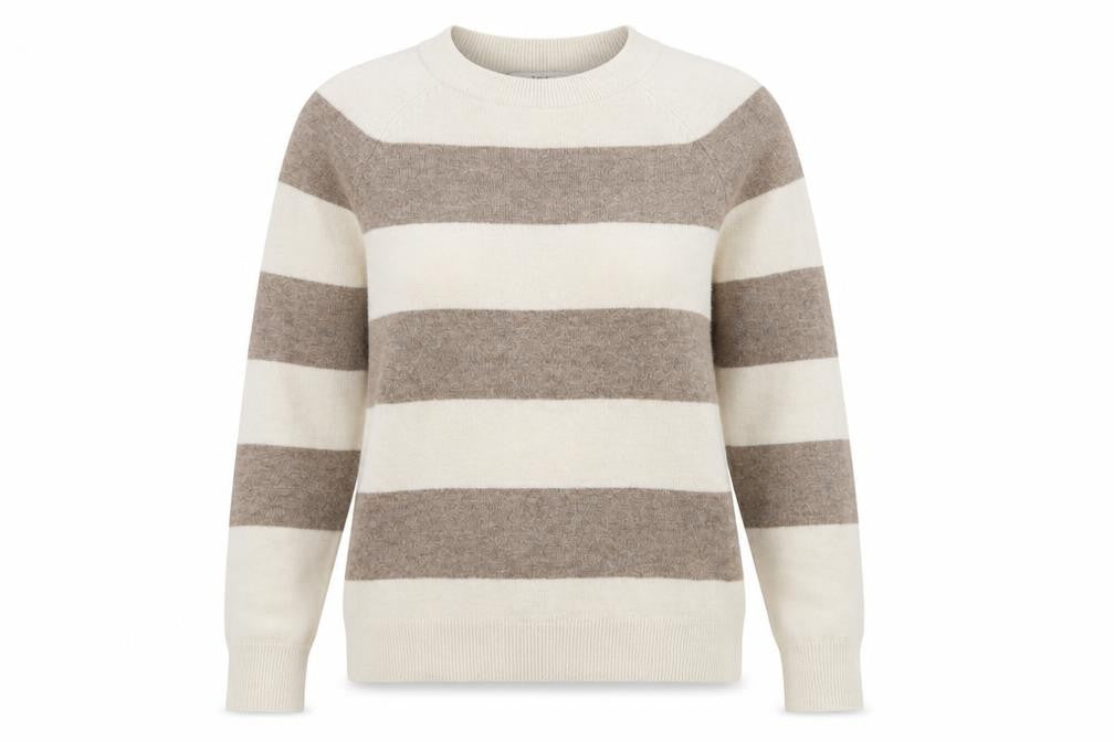Front view of Marks & Spencer Women's Beige XS Striped Jumper