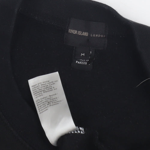 River Island Black Graphic Sweatshirt M Unisex Pullover