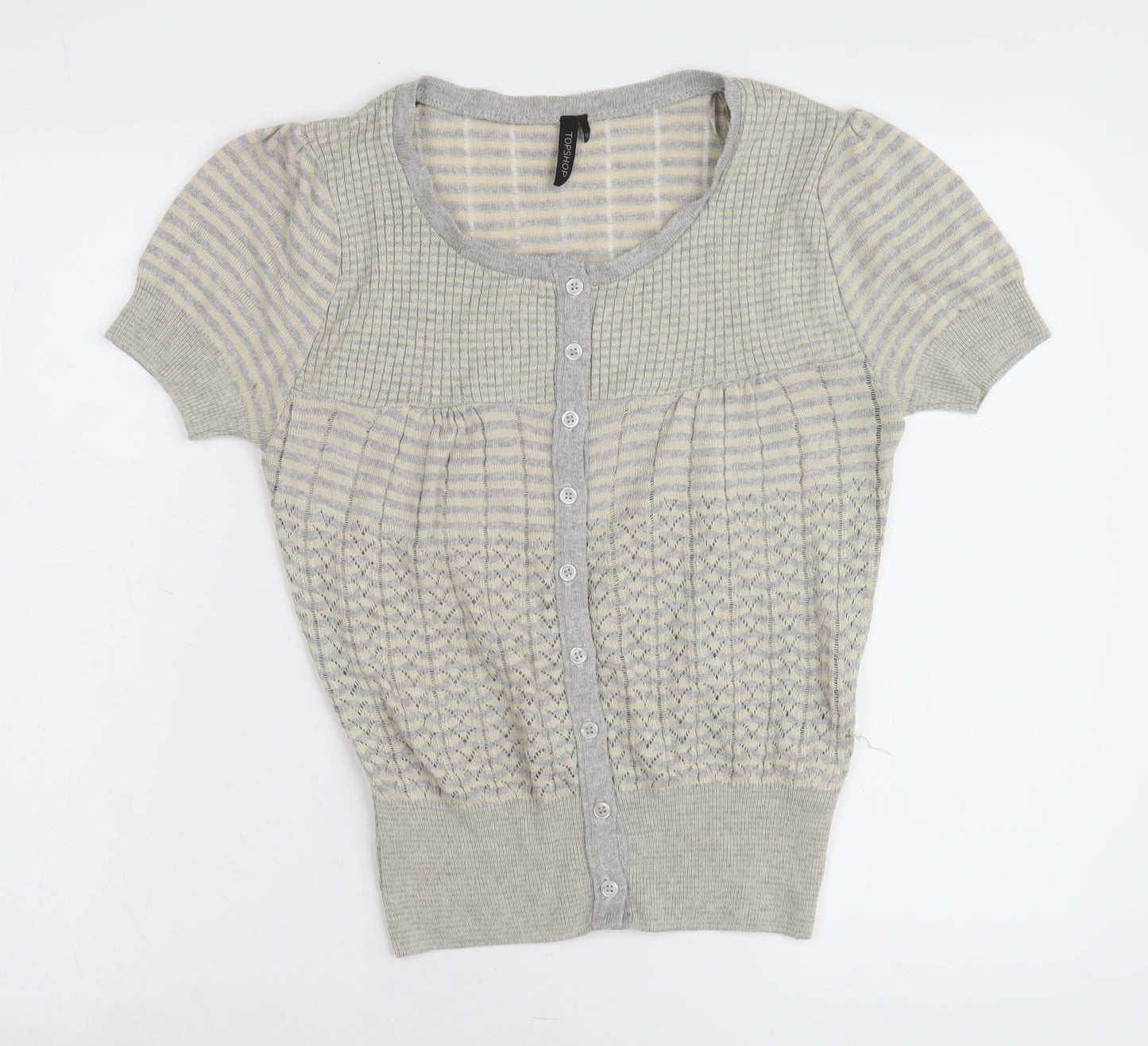 Topshop Womens Grey Cardigan, Size 10, Short Sleeve