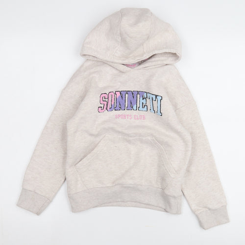 Sonneti Girls Beige Hoodie - 8-10, Pullover, Graphic Print