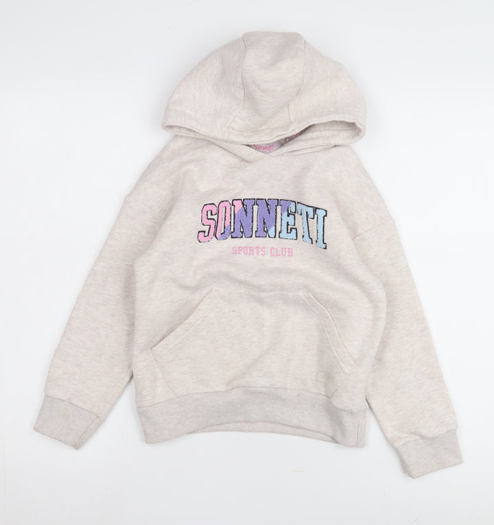 Sonneti Girls Beige Hoodie - 8-10, Pullover, Graphic Print