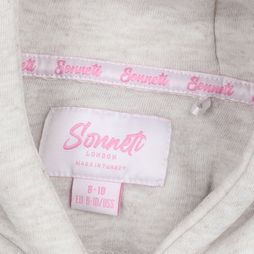 Sonneti Girls Beige Hoodie - 8-10, Pullover, Graphic Print