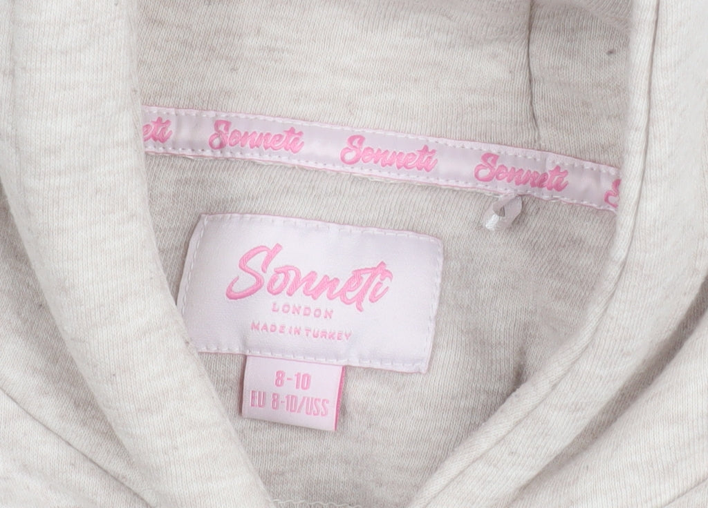 Sonneti Girls Beige Hoodie - 8-10, Pullover, Graphic Print