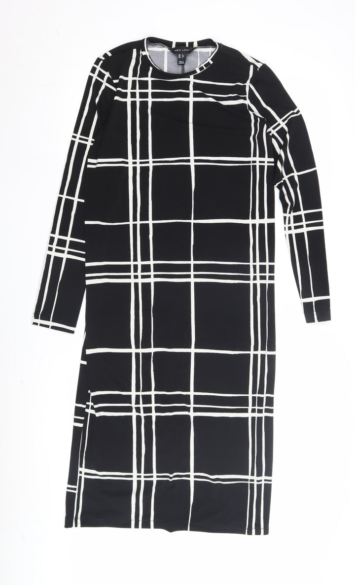 New Look Women's Black Check Dress Size 6