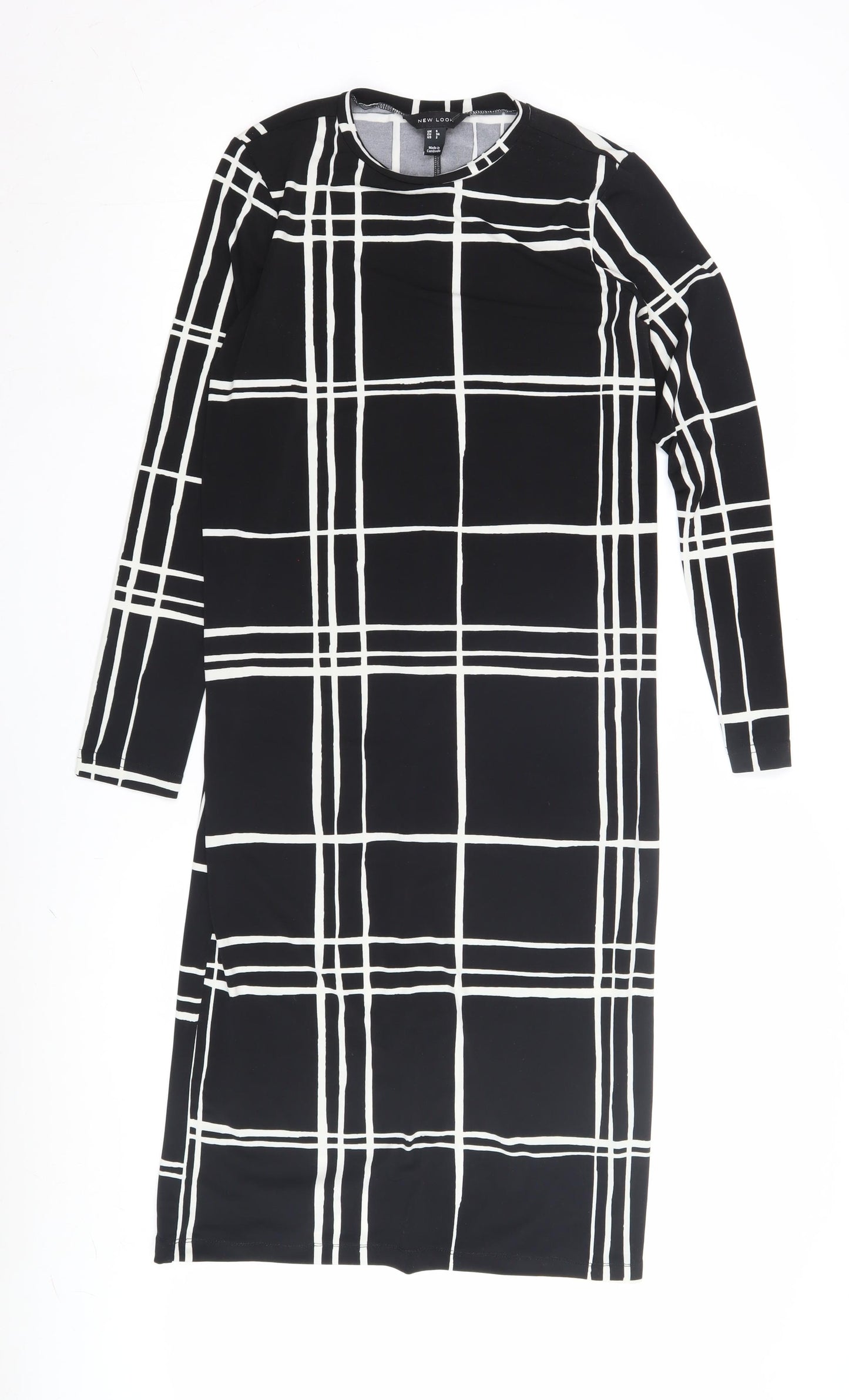 New Look Women's Black Check Dress Size 6