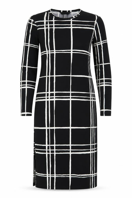 Front view of New Look Women's Black Check Dress, size 6