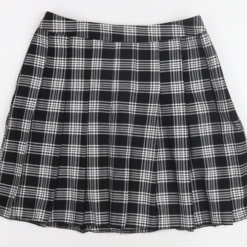 New Look Women's Black Plaid Pleated Skirt Size 10