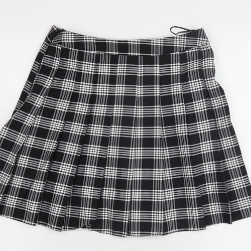 New Look Women's Black Plaid Pleated Skirt Size 10
