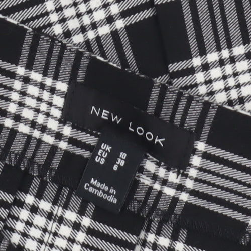 New Look Women's Black Plaid Pleated Skirt Size 10
