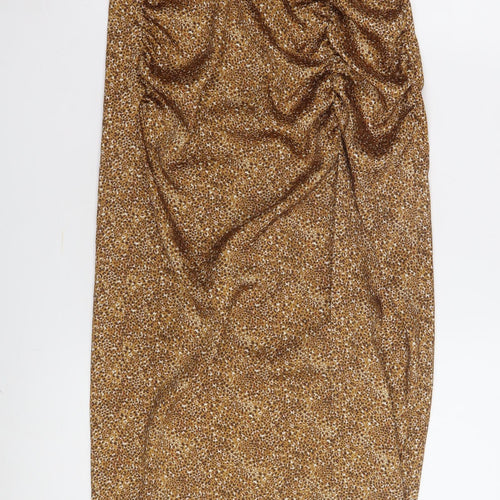 Zara Women's Brown Animal Print Midi Skirt - XS