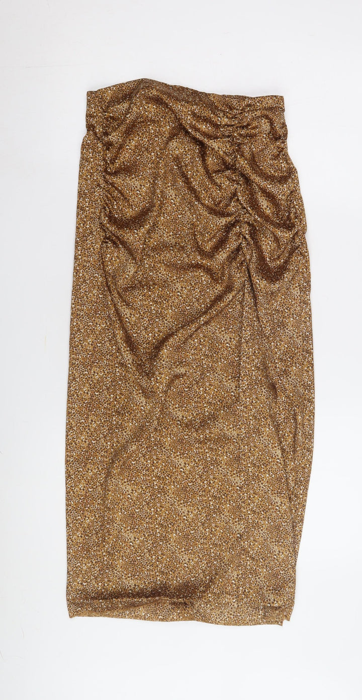 Zara Women's Brown Animal Print Midi Skirt - XS