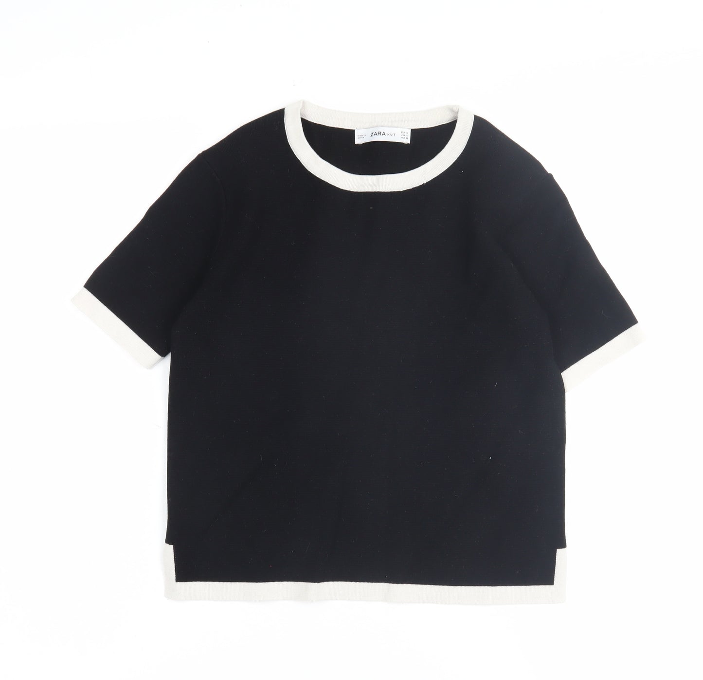 Zara Women's Black Crew Neck T-Shirt - Size S
