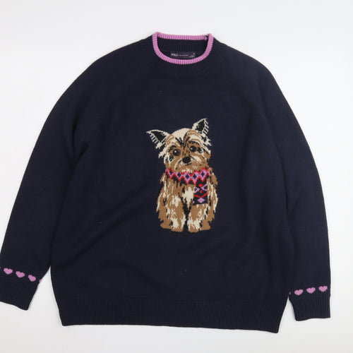 Marks and Spencer Women's Navy Animal Jumper, Size Medium