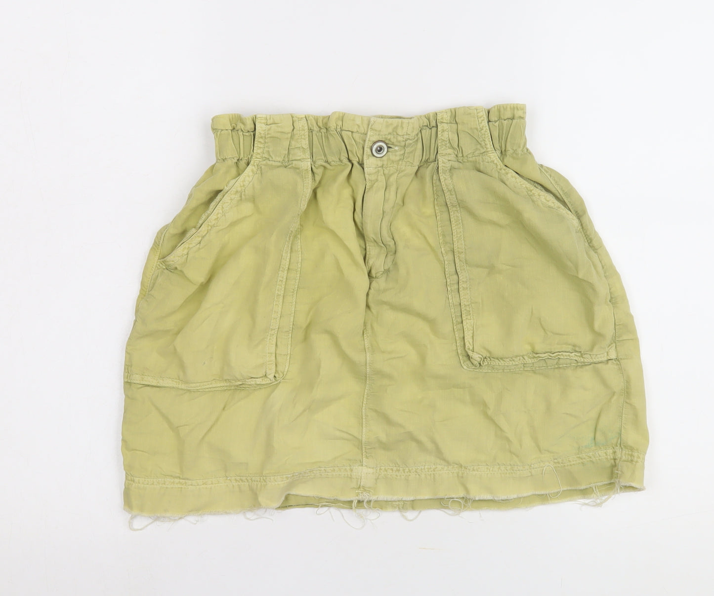 Zara Women's Green Cargo Skirt Size 10 Elastic Waist
