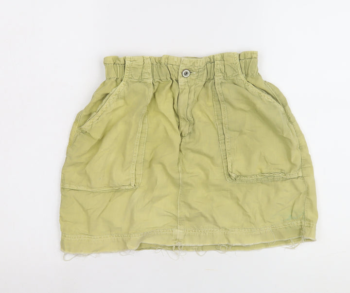 Zara Women's Green Cargo Skirt Size 10 Elastic Waist