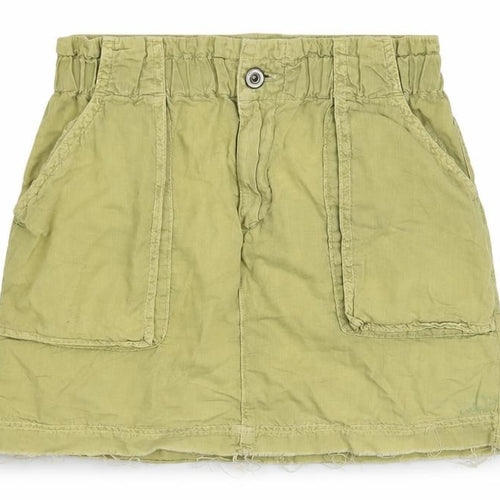 Zara Women's Green Cargo Skirt Size 10 Elastic Waist