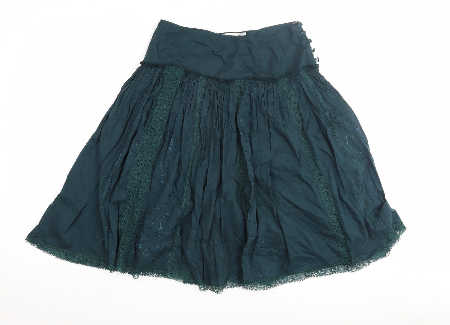 Topshop Green Peasant Skirt, Women's Size 8