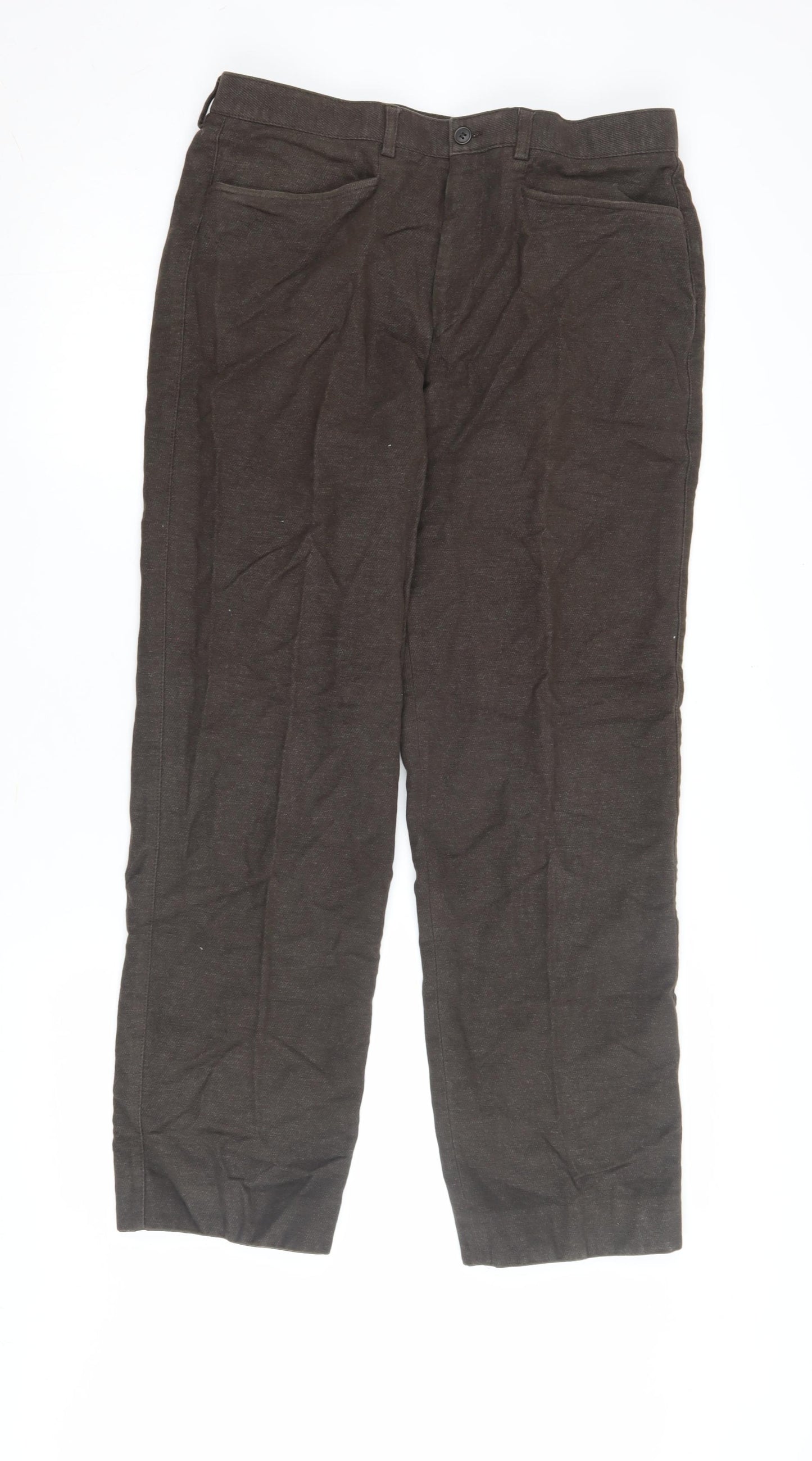 Marks and Spencer Women's Brown Straight Trousers Size 34