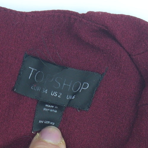 Topshop Women's Red Dress UK 6 Short Sleeve