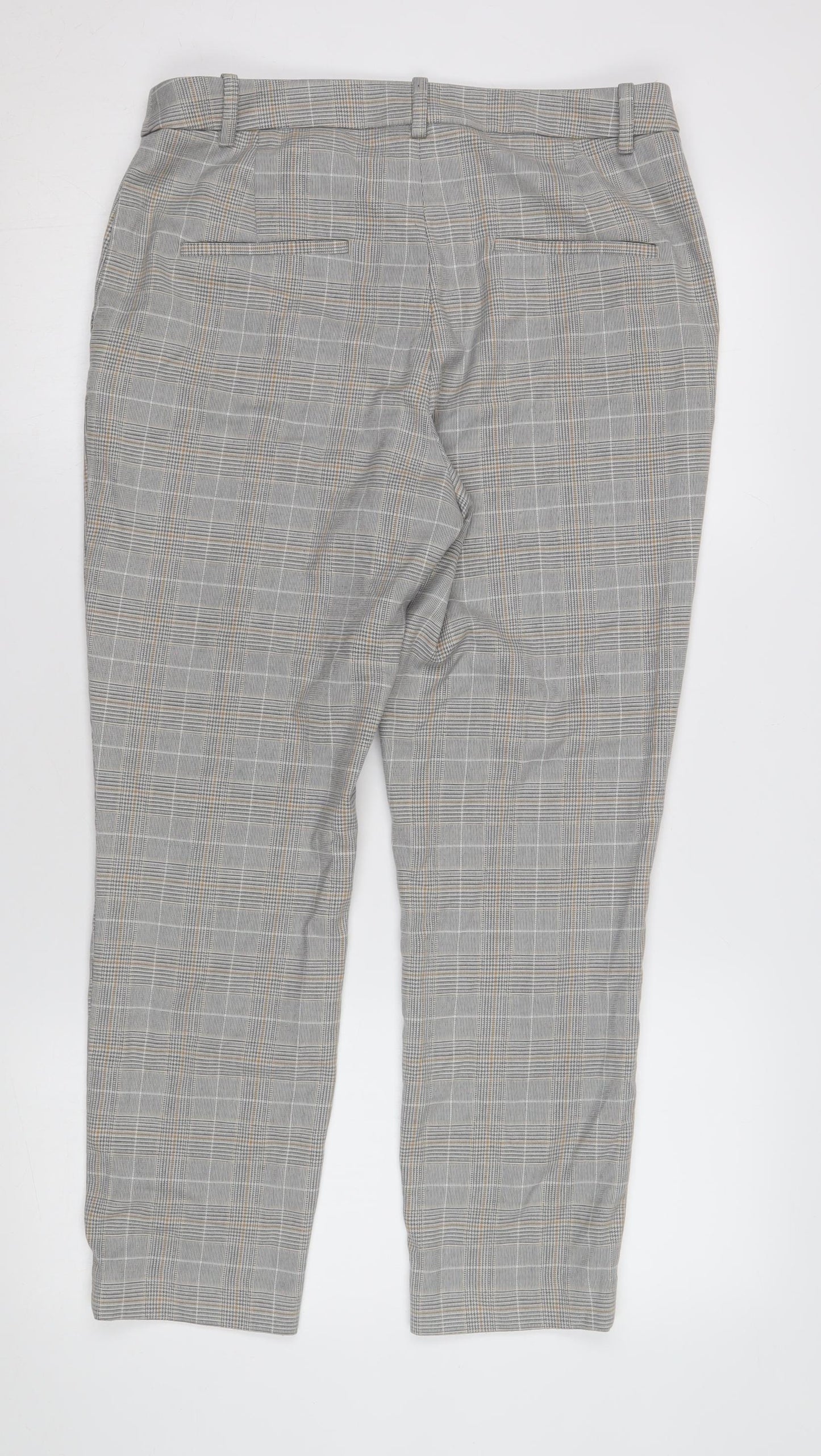 H&M Women's Grey Check Trousers Size 12 Workwear