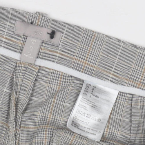 H&M Women's Grey Check Trousers Size 12 Workwear
