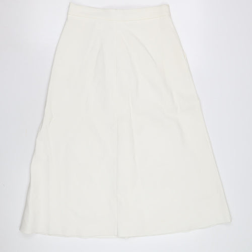 Zara Woman Ivory A-Line Midi Skirt, Size L, Women