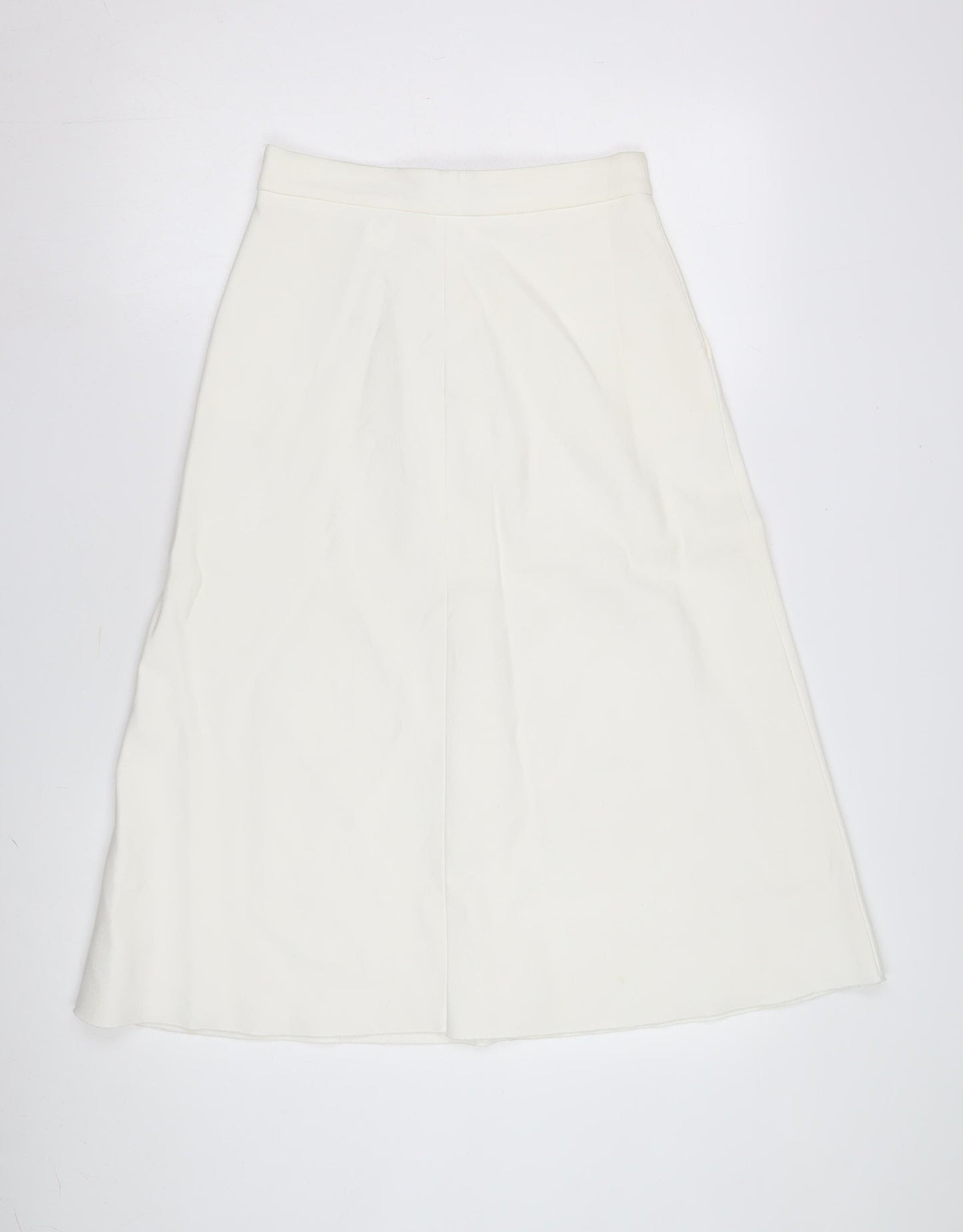 Zara Woman Ivory A-Line Midi Skirt, Size L, Women