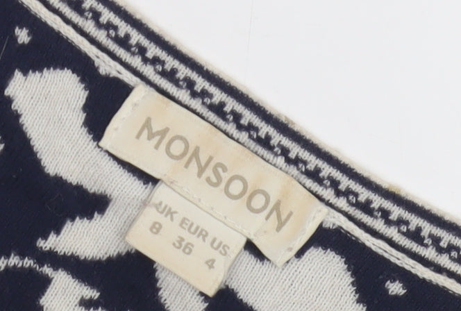Monsoon Women's Blue Geometric Knit Dress Size 8