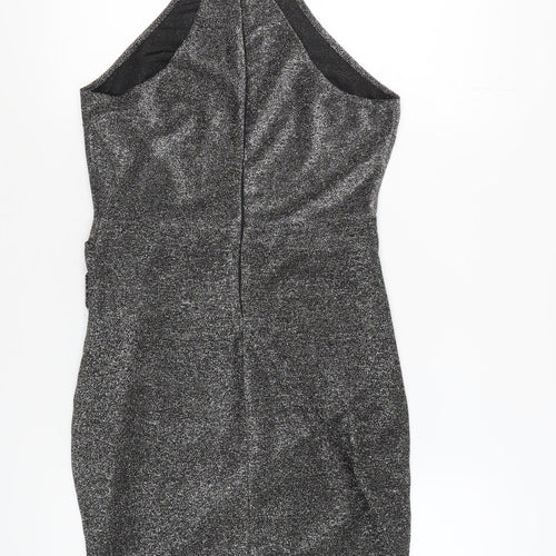 AX Women's Silver Halter Sheath Mini Party Dress