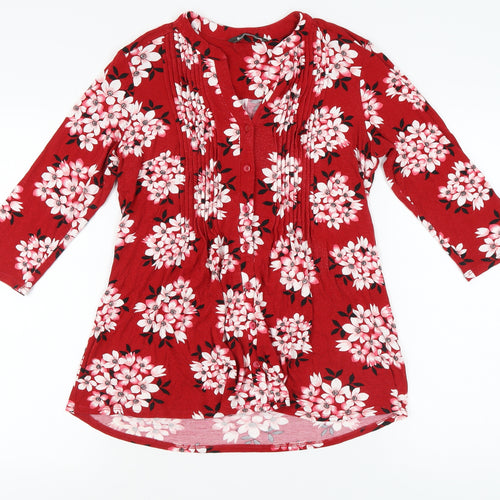 Bonmarché Women's Red Floral Tunic Blouse Size 12