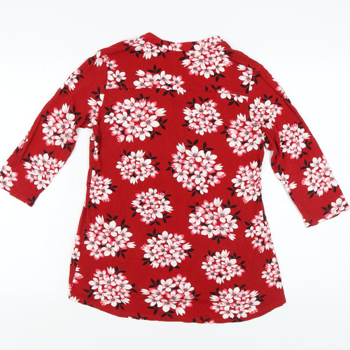 Bonmarché Women's Red Floral Tunic Blouse Size 12