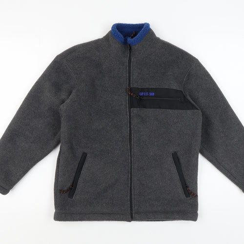 GAP Boys Grey Puffer Jacket Size L Full Zip