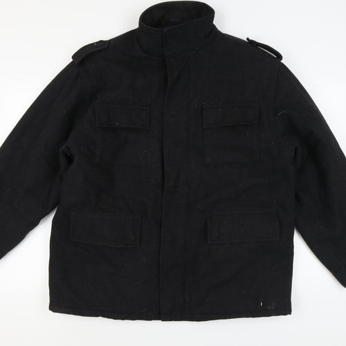 Latitude Men's Black XL Military Wool Coat