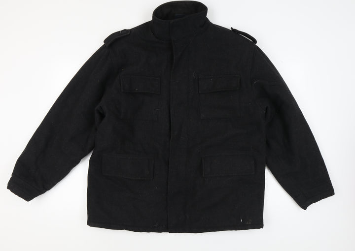 Latitude Men's Black XL Military Wool Coat