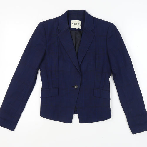 Reiss Women's Blue Check Suit Jacket, Size 8