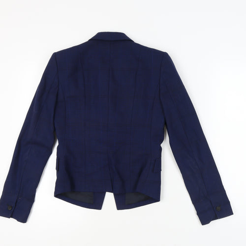 Reiss Women's Blue Check Suit Jacket, Size 8