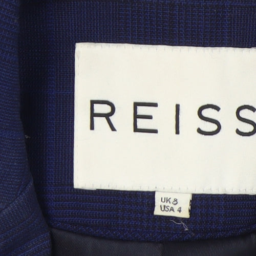 Reiss Women's Blue Check Suit Jacket, Size 8