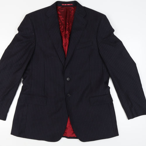 Next Men's Blue Striped Long Suit Jacket 44L