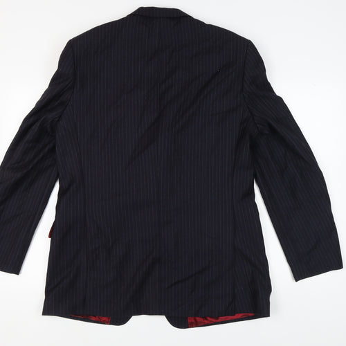Next Men's Blue Striped Long Suit Jacket 44L