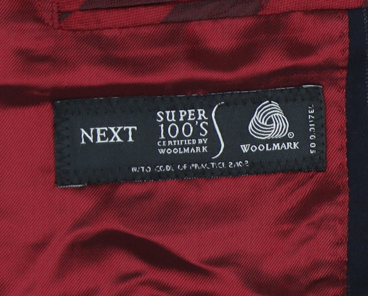 Next Men's Blue Striped Long Suit Jacket 44L