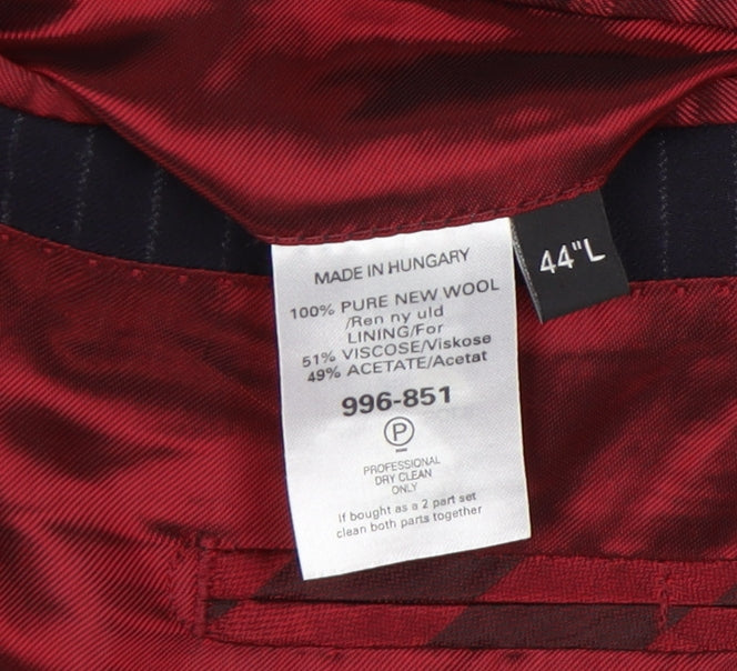 Next Men's Blue Striped Long Suit Jacket 44L