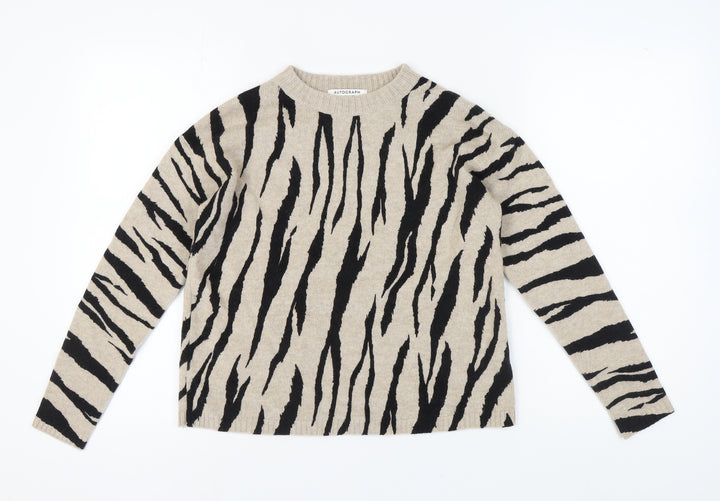 Marks and Spencer Women's Beige Animal Print Pullover XS
