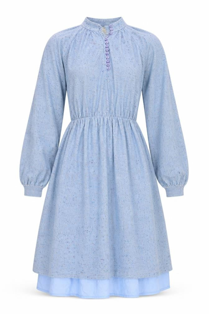 Front view of C&A Women's Blue A-Line Midi Dress, size XS