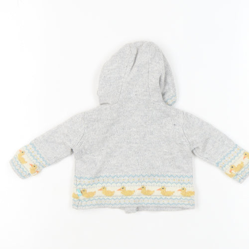 JoJo Maman Bébé Unisex Baby Grey Hooded Cardigan 0-3 Months