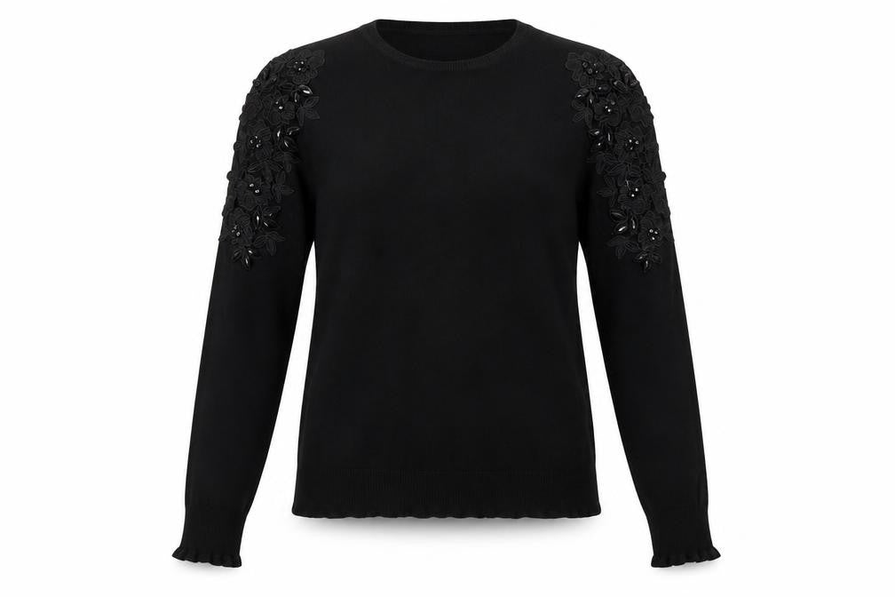 Front view of Warehouse Women's Black jumper, size 10