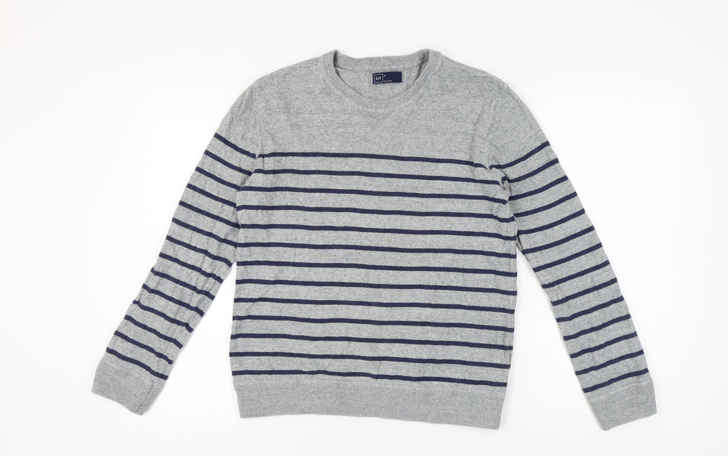 GAP Men's Grey Striped Pullover Sweatshirt M