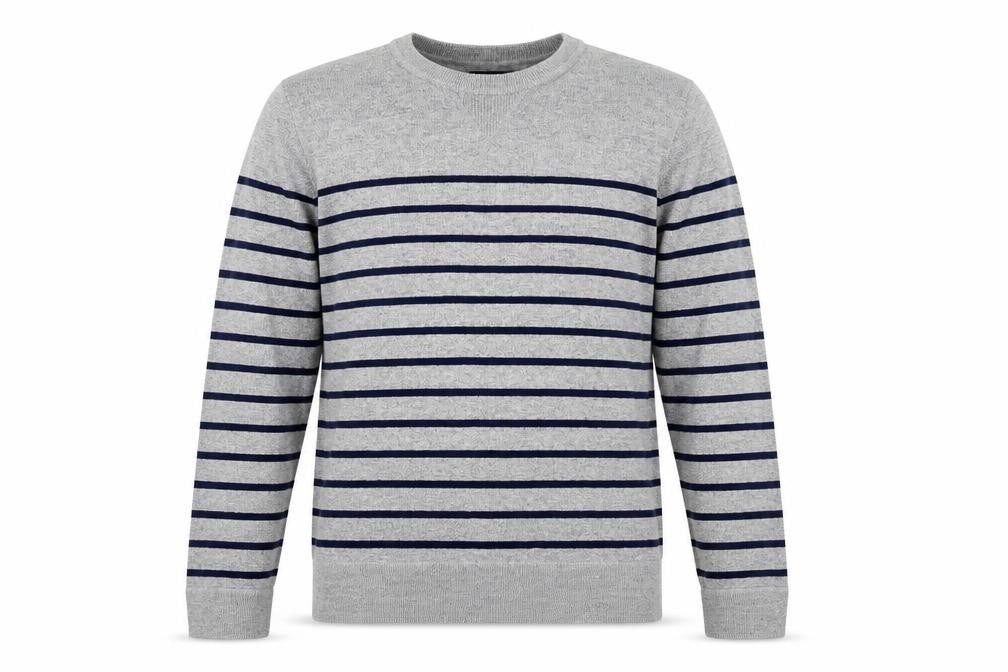 Front view of Gap Men's Grey Striped Pullover Sweatshirt M