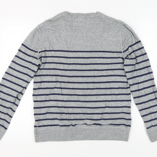 GAP Men's Grey Striped Pullover Sweatshirt M